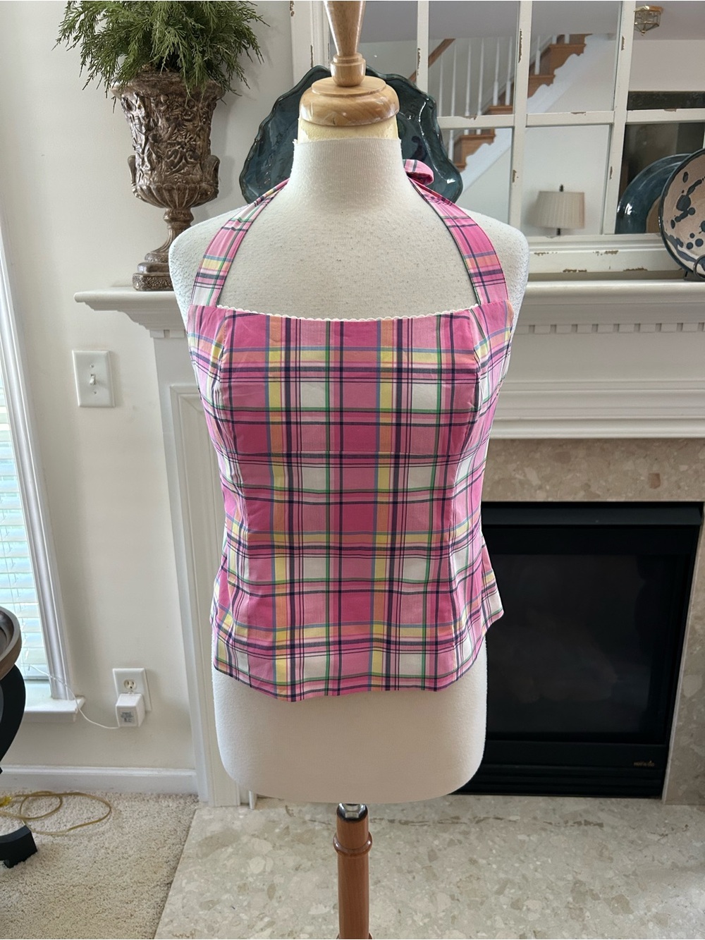 Lilly Pulitzer Vintage Pink Plaid Halter Camisole
